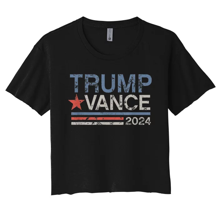 Trump Vance 2024 Retro Stripe Trump Jd Vance Gift Women's Crop Top Tee