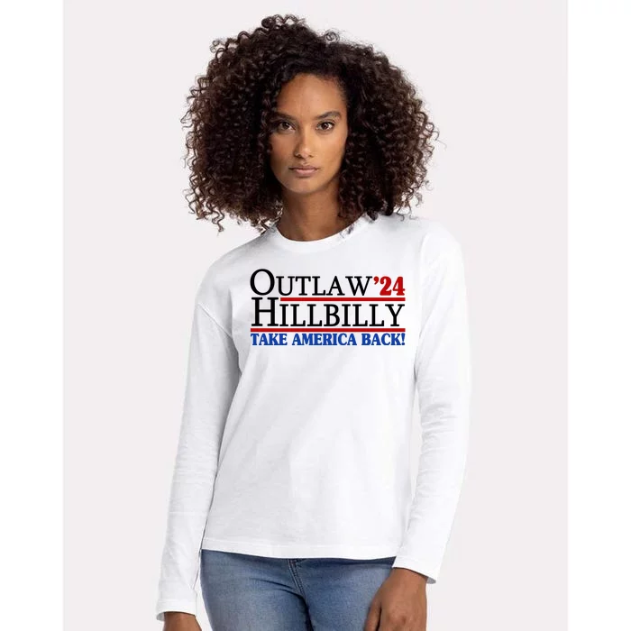 Trump Vance 2024 Outlaw Hillbilly Take America Back Womens Cotton Relaxed Long Sleeve T-Shirt