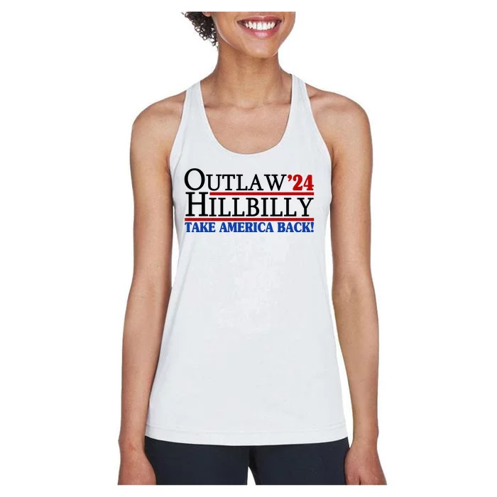 Trump Vance 2024 Outlaw Hillbilly Take America Back Women's Racerback Tank