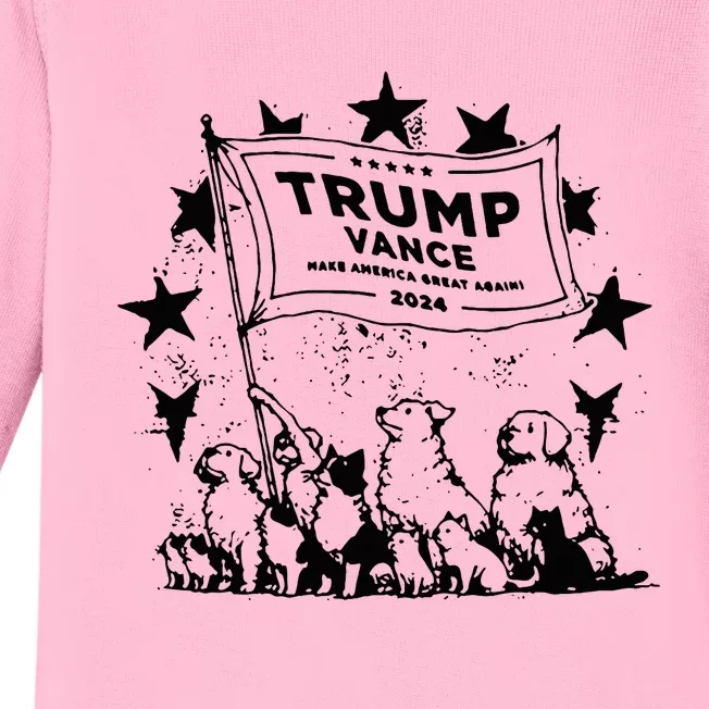 Trump Vance 2024 Election Cats And Dogs For Trump Baby Long Sleeve Bodysuit