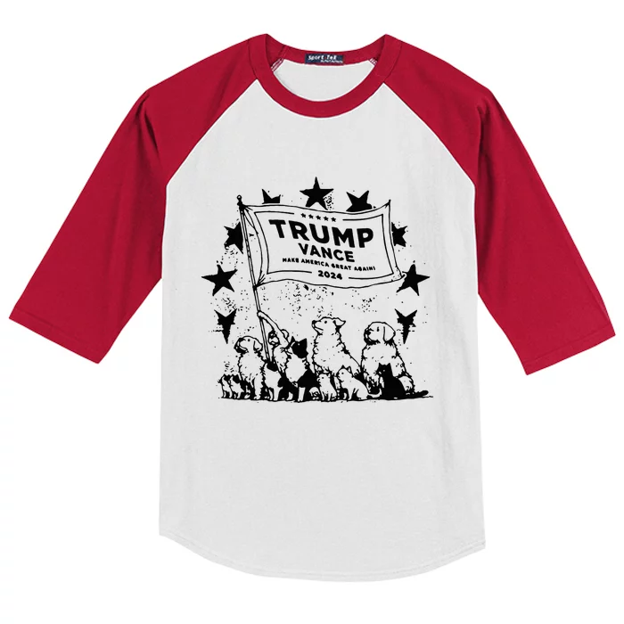 Trump Vance 2024 Election Cats And Dogs For Trump Kids Colorblock Raglan Jersey