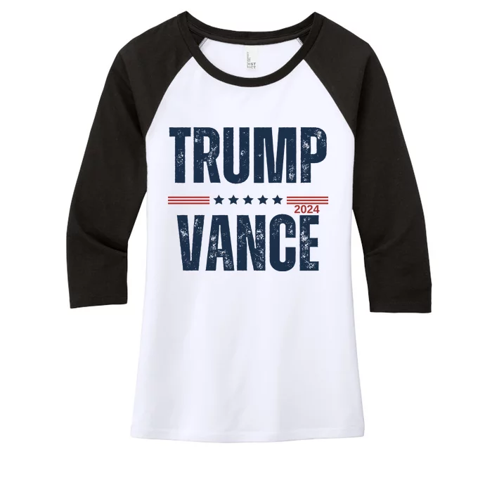 Trump Vance 2024 Us Flag Vintage Election President 2024 Women's Tri-Blend 3/4-Sleeve Raglan Shirt