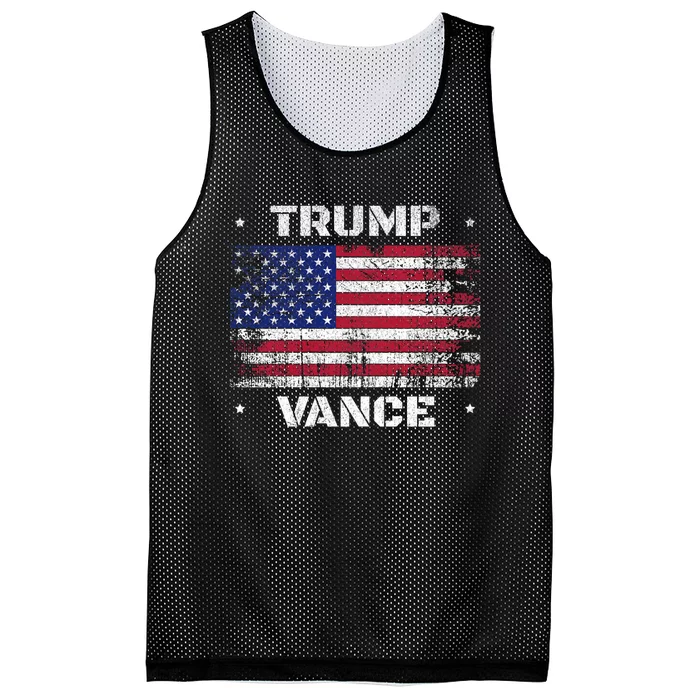 Trump Vance 2024 Distressed Us Flag Election President 2024 Mesh Reversible Basketball Jersey Tank