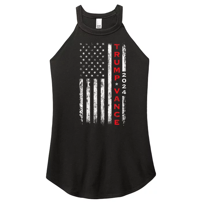 Trump Vance 2024 Vintage Subdued Vertical Flag Women’s Perfect Tri Rocker Tank