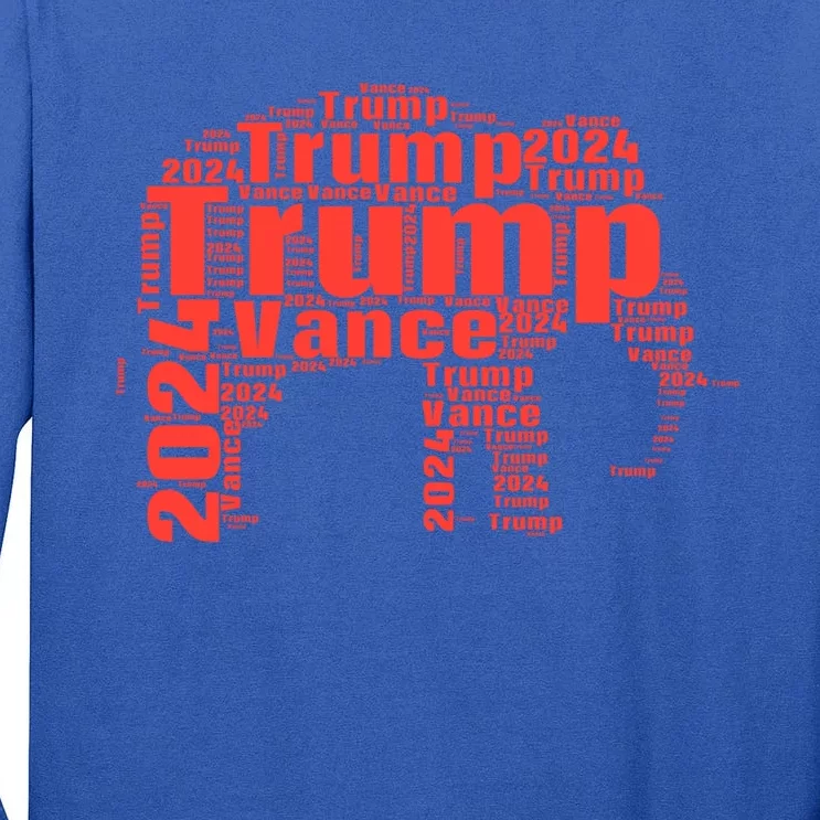 Trump Vance 2024 Elephant Republican Usa Election Gift Tall Long Sleeve T-Shirt