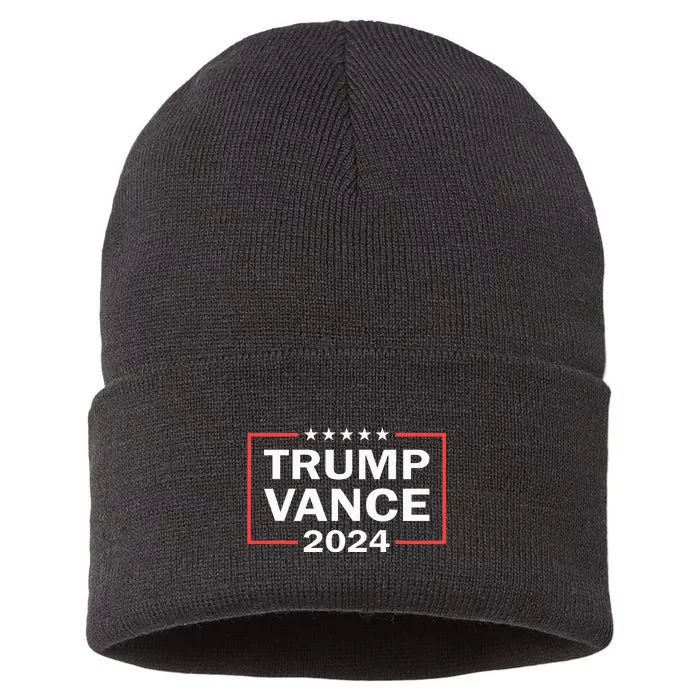 Trump Vance 2024 For President Vp Usa Election Patriotic Sustainable Knit Beanie