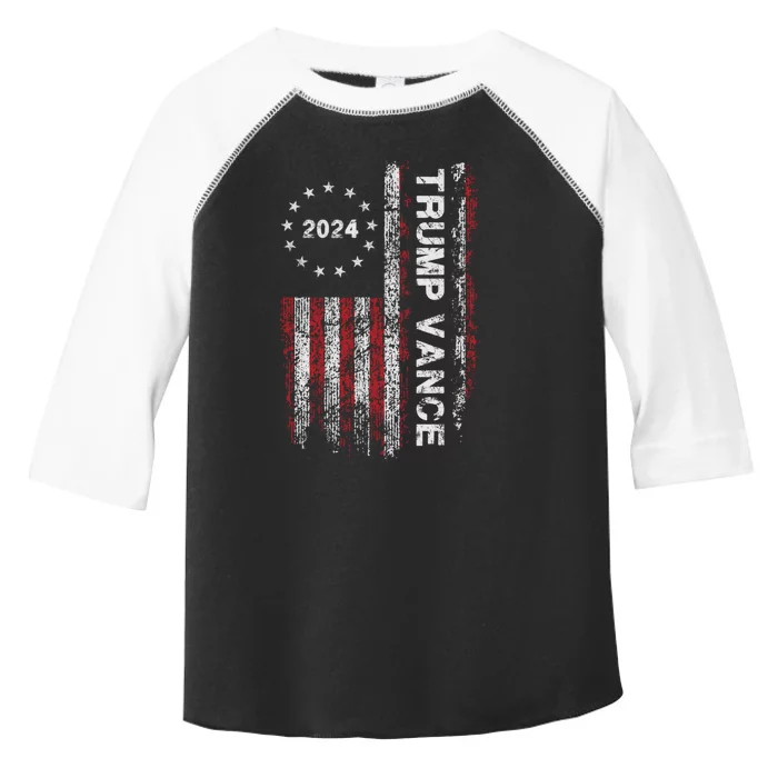 Trump Vance 2024 Us Flag Vintage Election President 2024 Toddler Fine Jersey T-Shirt