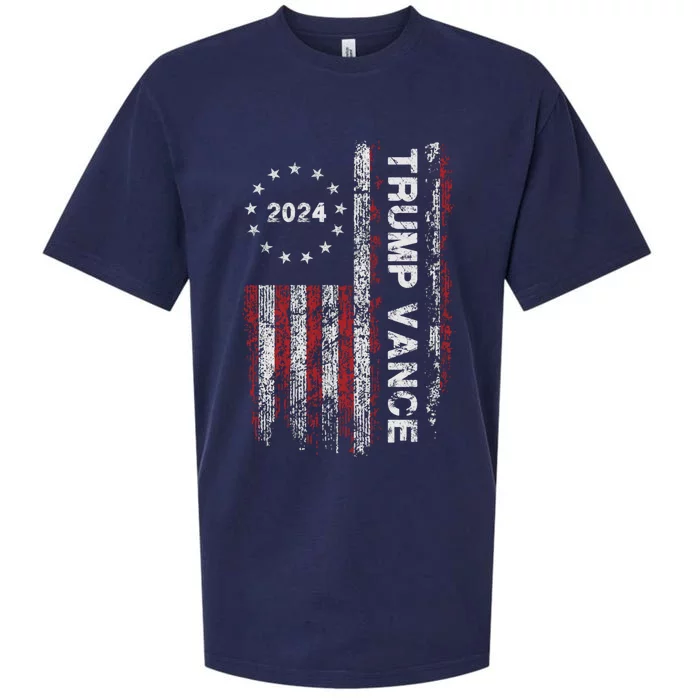 Trump Vance 2024 Us Flag Vintage Election President 2024 Sueded Cloud Jersey T-Shirt