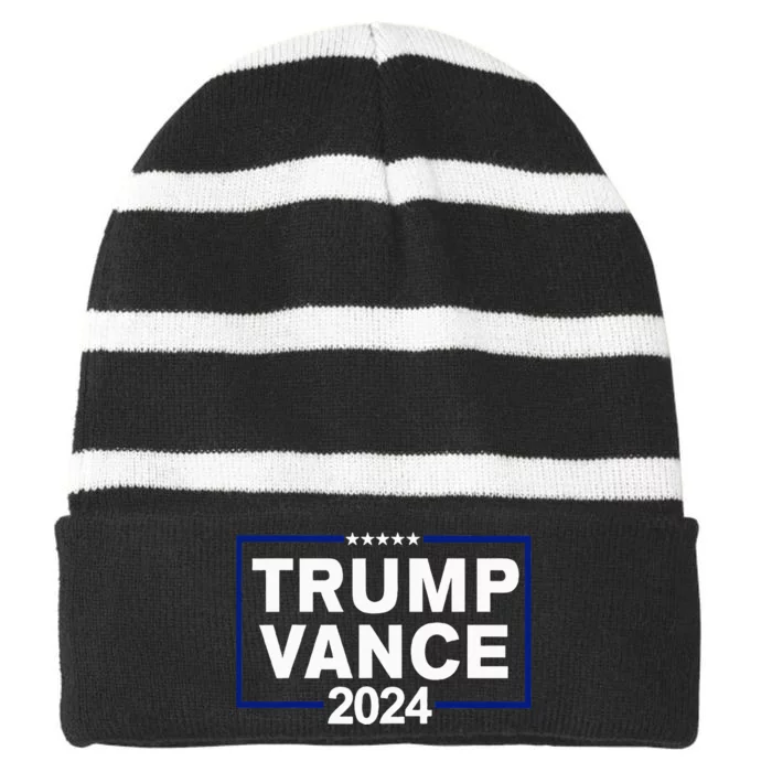 Trump Vance 2024 American Flag Republican President Striped Beanie with Solid Band