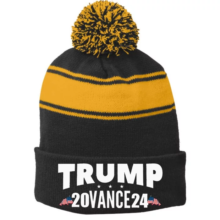 Trump Vance 2024 Election 2024 Stripe Pom Pom Beanie