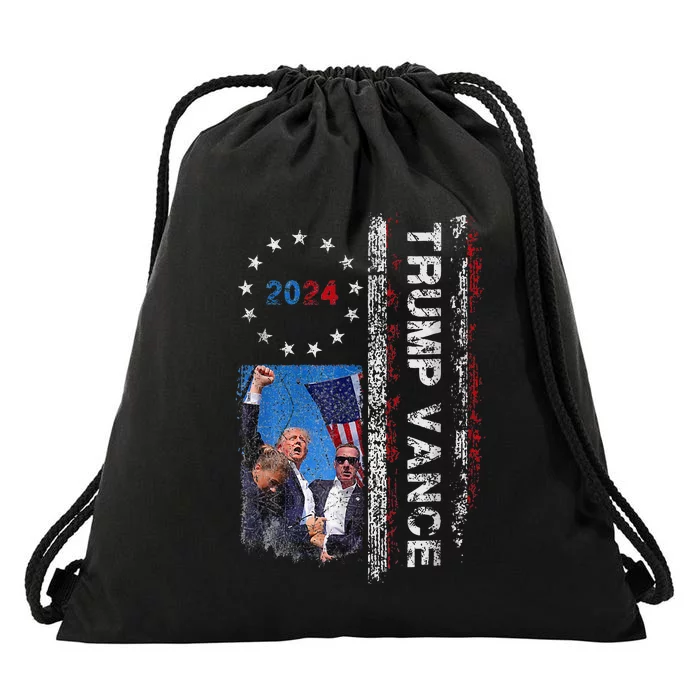 Trump Vance 2024 Retro Stripe Trump Jd Vance Drawstring Bag