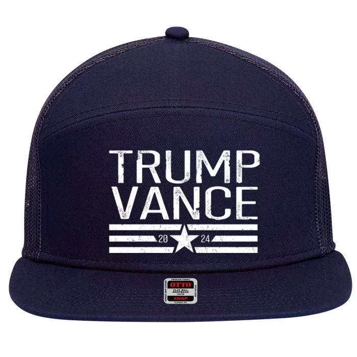 Trump Vance 2024 Star Vintage 7 Panel Mesh Trucker Snapback Hat