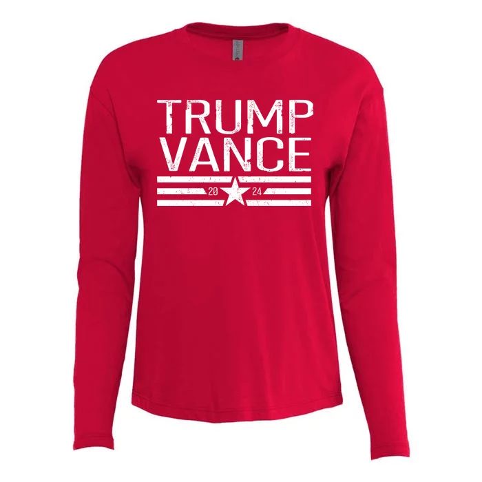 Trump Vance 2024 Star Vintage Womens Cotton Relaxed Long Sleeve T-Shirt