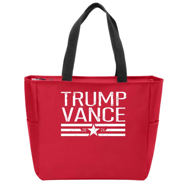 Trump Vance 2024 Star Vintage Zip Tote Bag