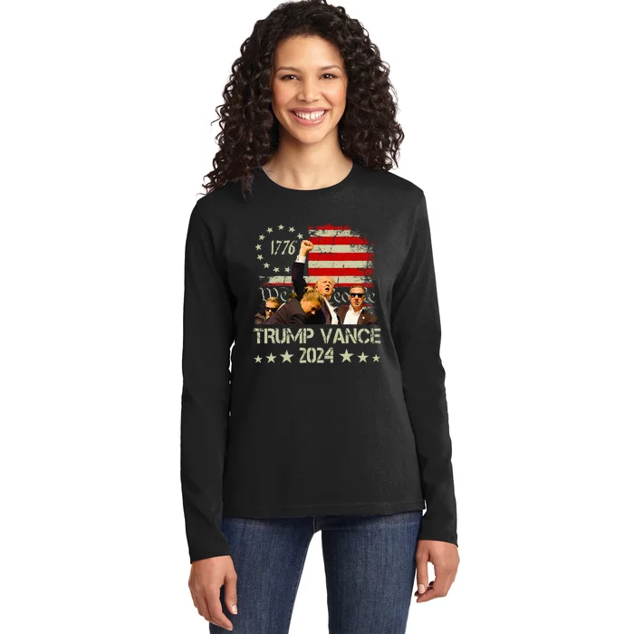 Trump Vance 2024 President Trump Supporter Reelection Ladies Long Sleeve Shirt