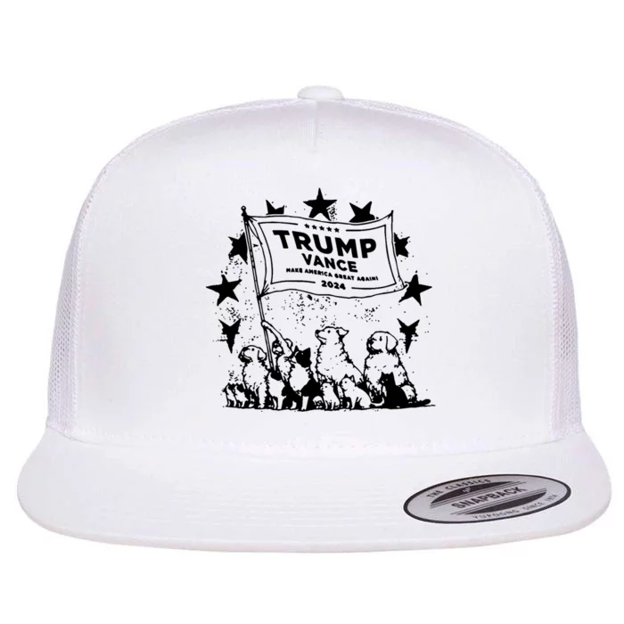 Trump Vance 2024 Election Cats And Dogs For Trump Flat Bill Trucker Hat