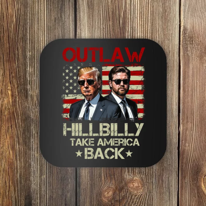 Trump Vance 2024 Outlaw Hillbilly Us Flag Vintage Coaster