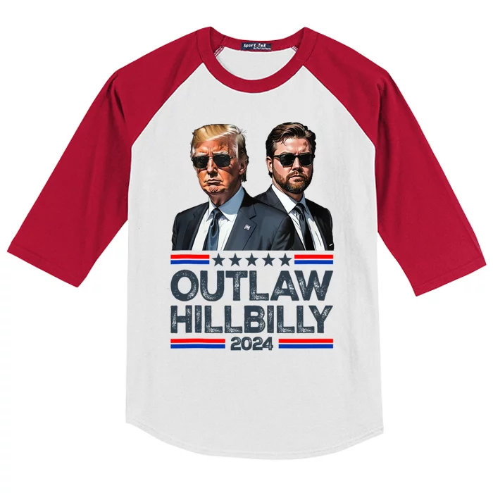 Trump Vance 2024 Outlaw Hillbilly Kids Colorblock Raglan Jersey