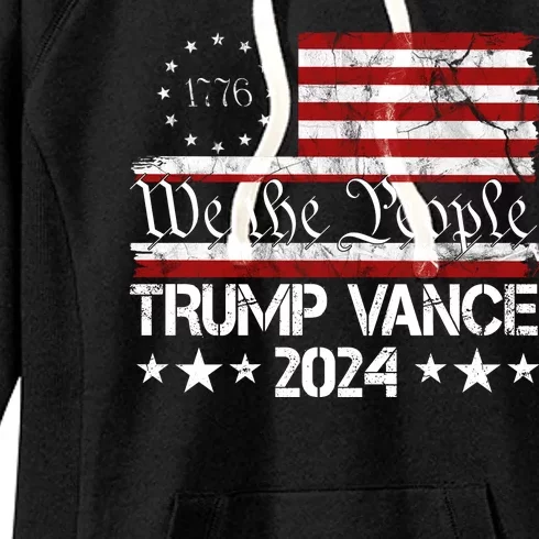 Trump Vance 2024 President Trump Usa Flag Election Women's Fleece Hoodie