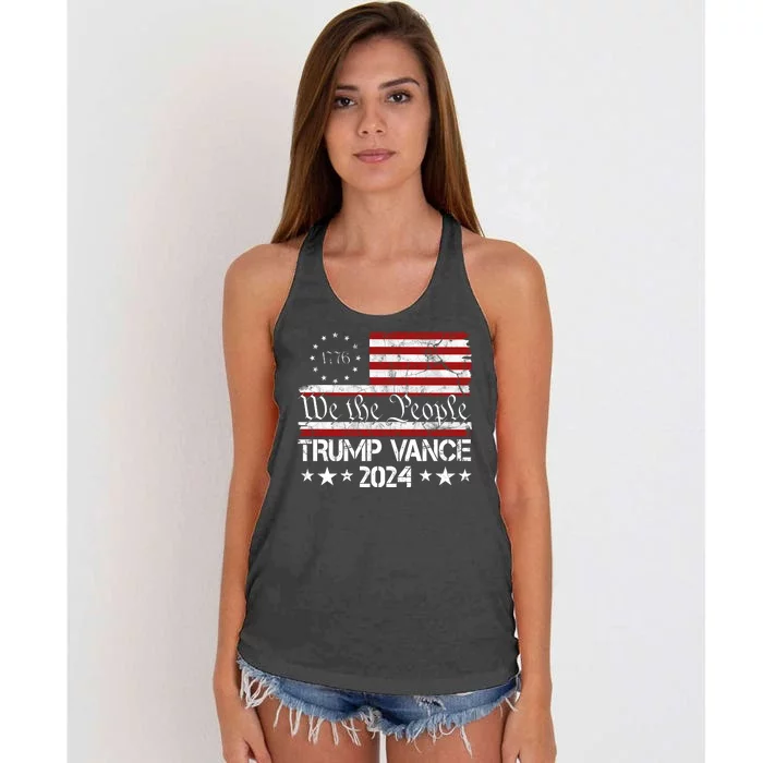 Trump Vance 2024 President Trump Usa Flag Election Women's Knotted Racerback Tank