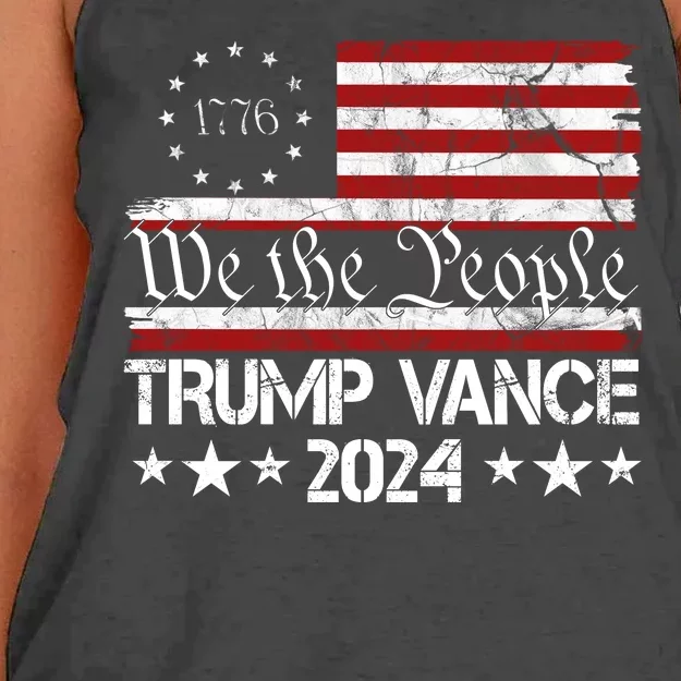 Trump Vance 2024 President Trump Usa Flag Election Women's Knotted Racerback Tank