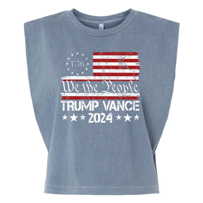 Trump Vance 2024 President Trump Usa Flag Election Garment-Dyed Women's Muscle Tee