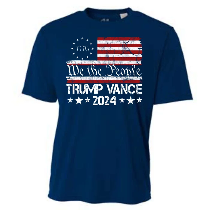 Trump Vance 2024 President Trump Usa Flag Election Cooling Performance Crew T-Shirt