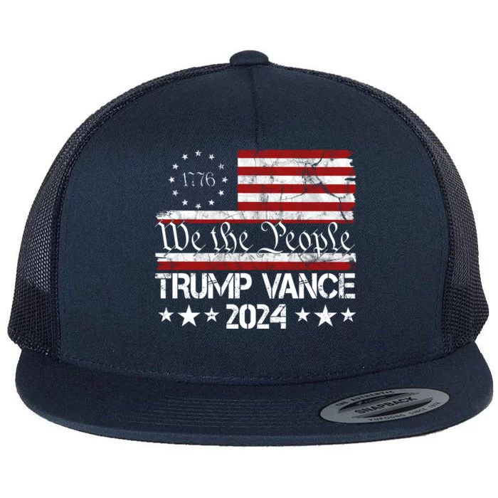 Trump Vance 2024 President Trump Usa Flag Election Flat Bill Trucker Hat