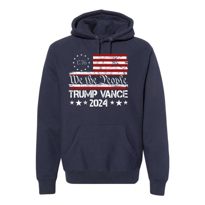 Trump Vance 2024 President Trump Usa Flag Election Premium Hoodie