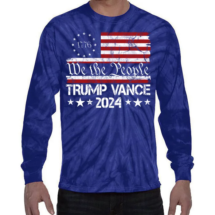 Trump Vance 2024 President Trump Usa Flag Election Tie-Dye Long Sleeve Shirt