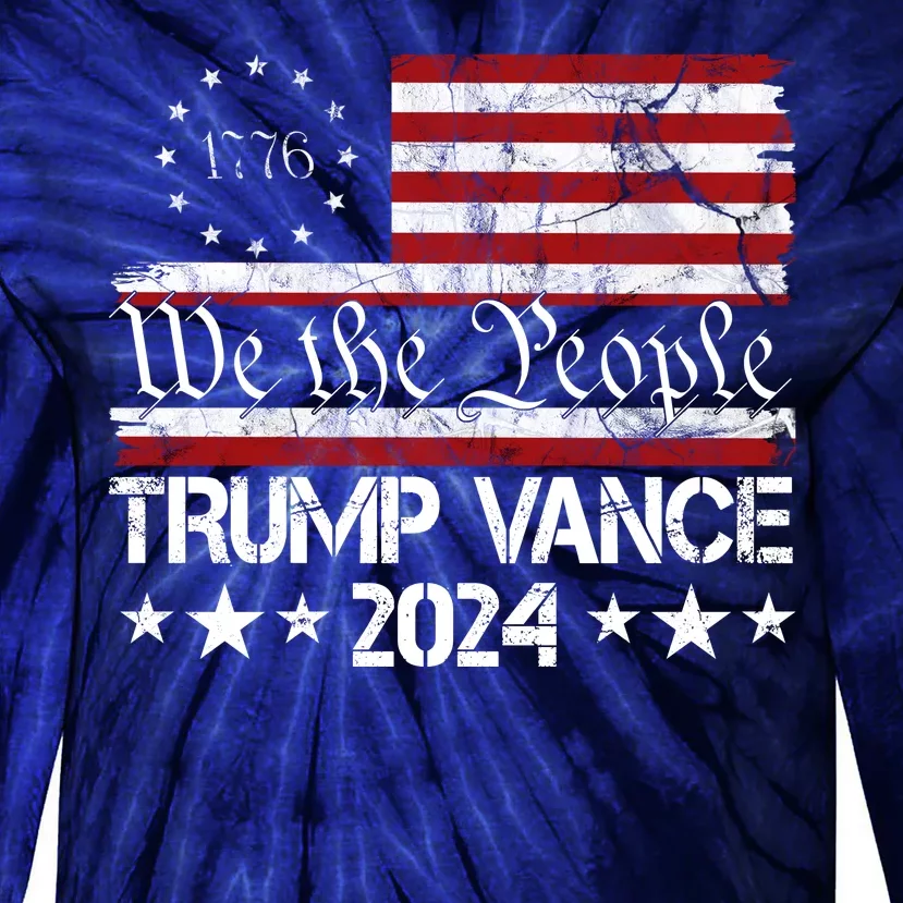 Trump Vance 2024 President Trump Usa Flag Election Tie-Dye Long Sleeve Shirt