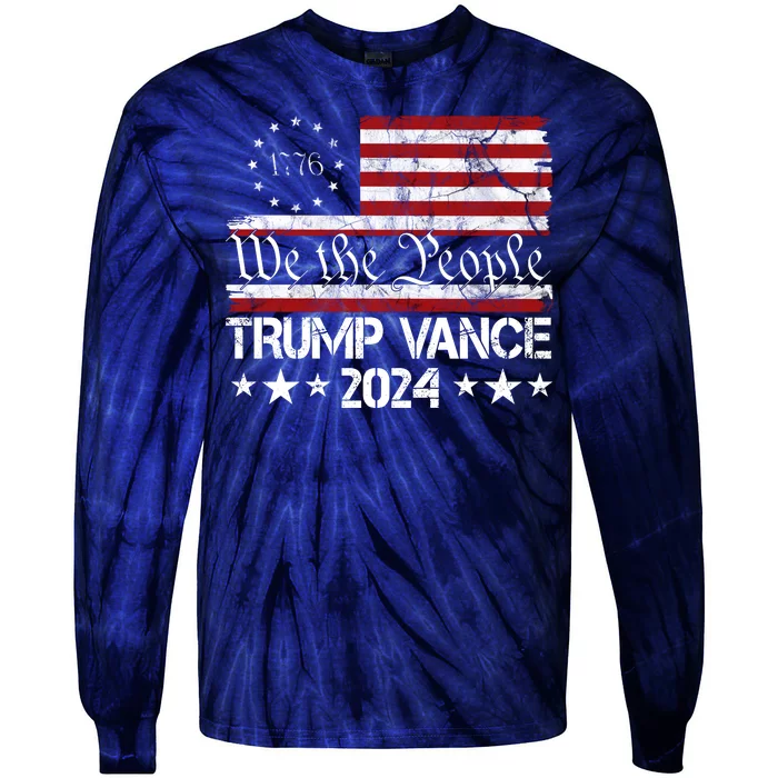 Trump Vance 2024 President Trump Usa Flag Election Tie-Dye Long Sleeve Shirt