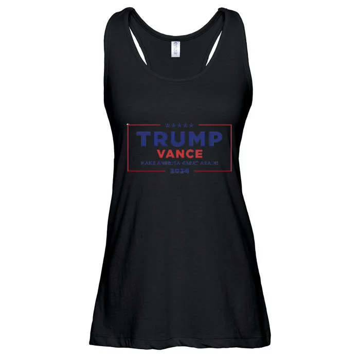 Trump Vance 2024 Star American Flag Front And Back Design Front & Back Ladies Essential Flowy Tank