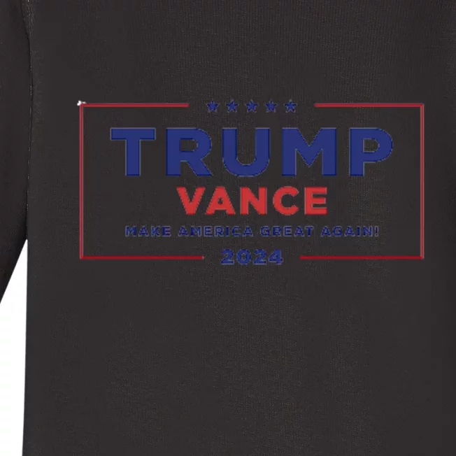 Trump Vance 2024 Star American Flag Front And Back Design Front & Back Baby Long Sleeve Bodysuit