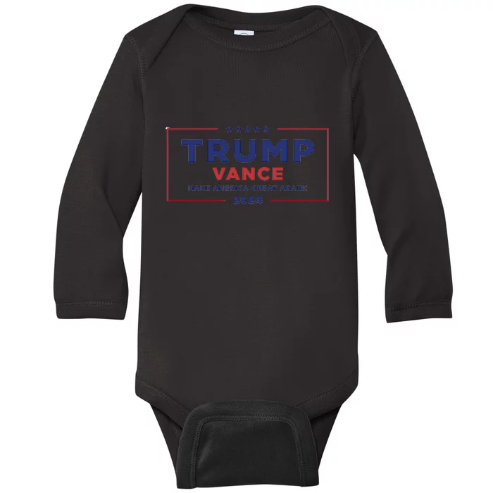 Trump Vance 2024 Star American Flag Front And Back Design Front & Back Baby Long Sleeve Bodysuit