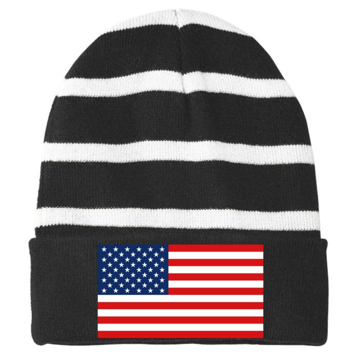 Trump Vance 2024 Star American Flag Front And Back Design Front & Back Striped Beanie with Solid Band