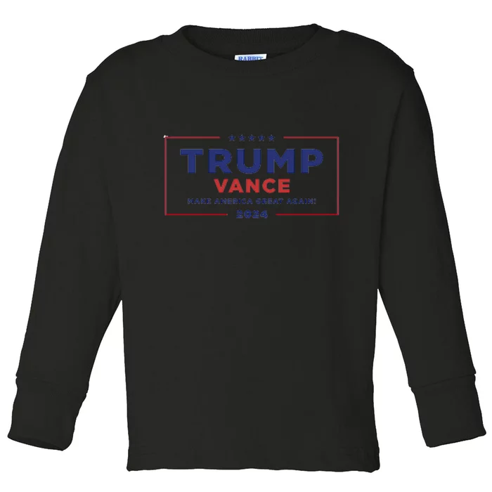 Trump Vance 2024 Star American Flag Front And Back Design Front & Back Toddler Long Sleeve Shirt