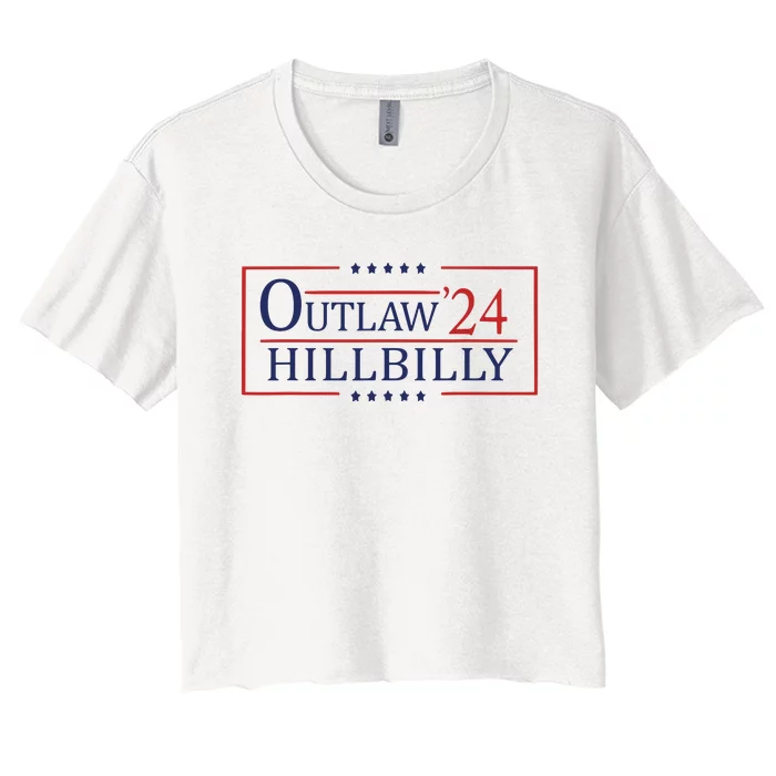 Trump Vance 24 Outlaw Hillbilly Us Flag Vintage Women's Crop Top Tee