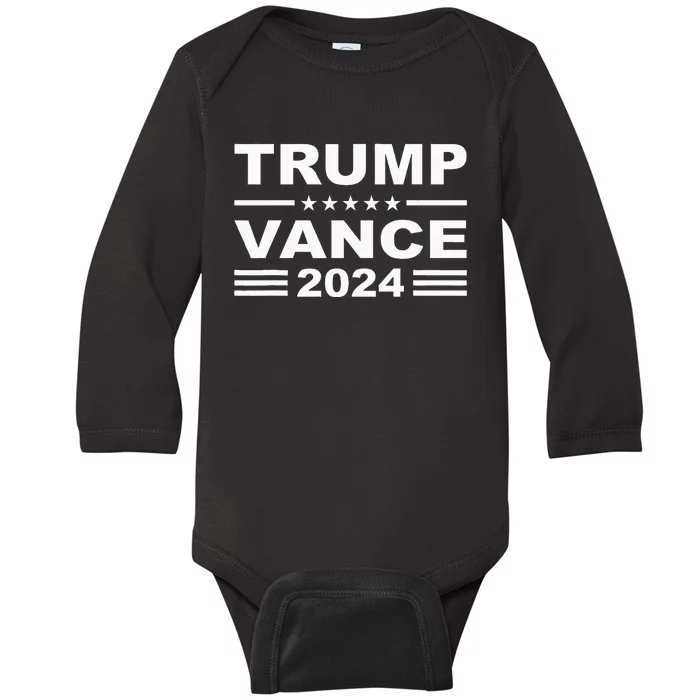 Trump Vance 2024 For President Vp Usa Election Patriotic Baby Long Sleeve Bodysuit