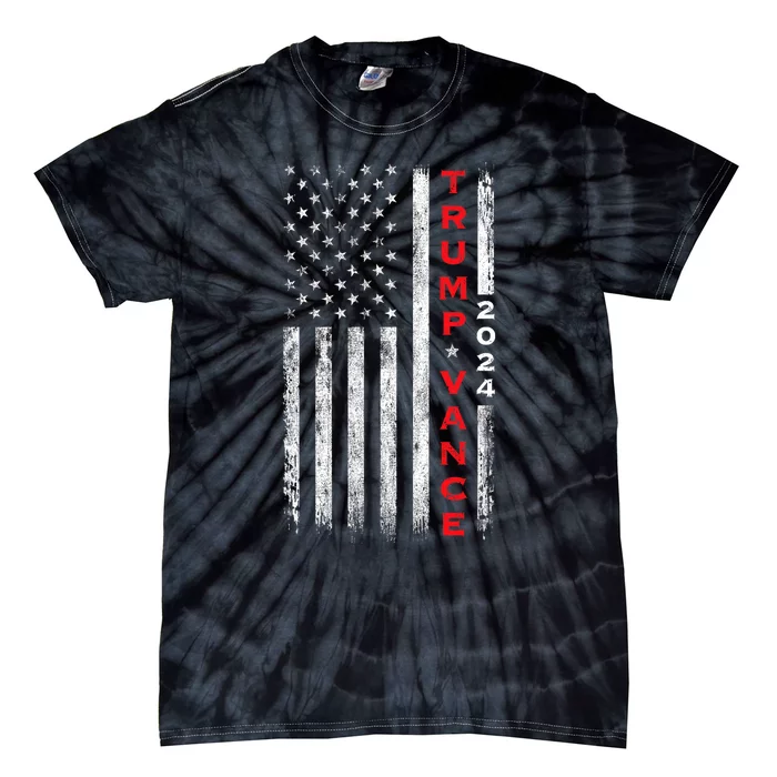 Trump Vance 2024 Vintage Subdued Vertical Flag Tie-Dye T-Shirt