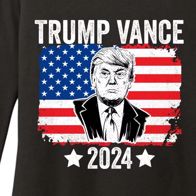 Trump Vance 2024 Retro Featuring Trump And Jd Vance Donald Trump 2024 Womens CVC Long Sleeve Shirt