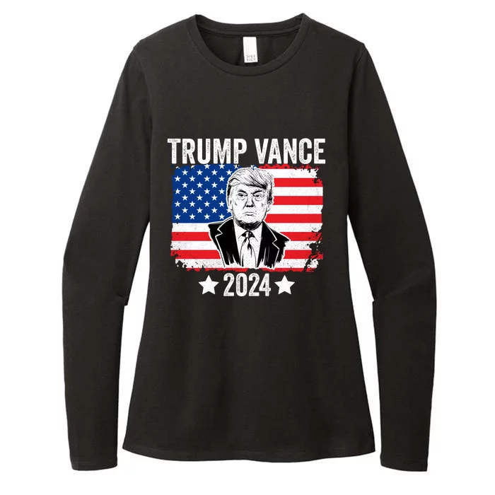 Trump Vance 2024 Retro Featuring Trump And Jd Vance Donald Trump 2024 Womens CVC Long Sleeve Shirt