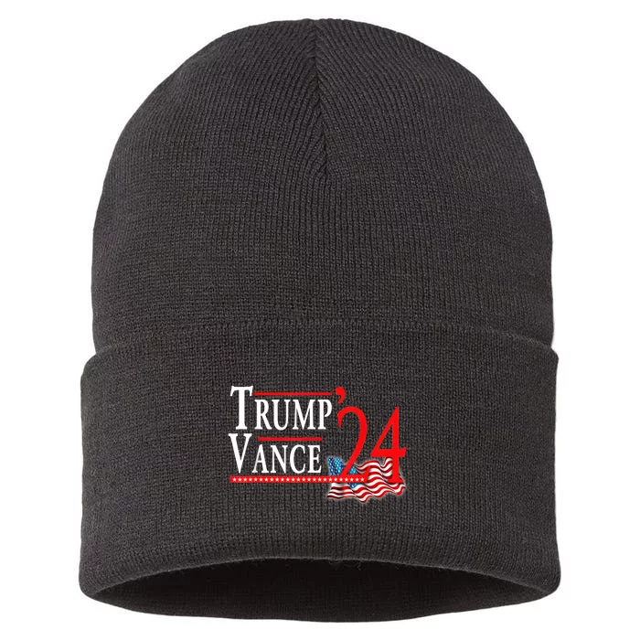 Trump Vance 2024 President Trump Supporter Re Election Sustainable Knit Beanie