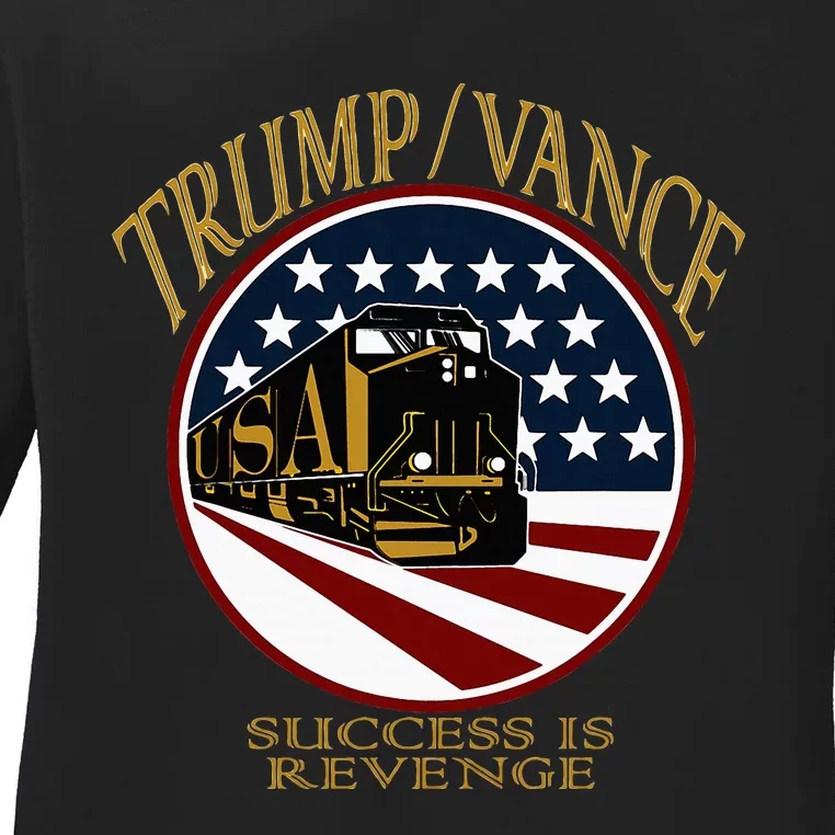 Trump Vance 2024 President Donald Trump Train Supporter Ladies Long Sleeve Shirt