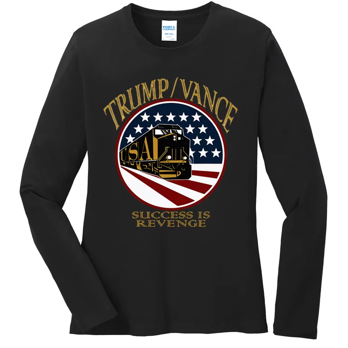 Trump Vance 2024 President Donald Trump Train Supporter Ladies Long Sleeve Shirt