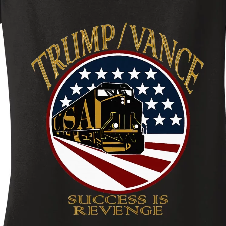 Trump Vance 2024 President Donald Trump Train Supporter Women's V-Neck T-Shirt