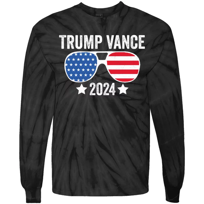 Trump Vance 2024 Retro Featuring Trump And Jd Vance Donald Trump 2024 Tie-Dye Long Sleeve Shirt