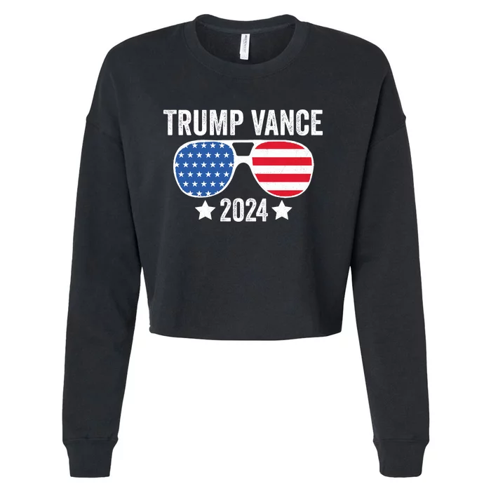 Trump Vance 2024 Retro Featuring Trump And Jd Vance Donald Trump 2024 Cropped Pullover Crew