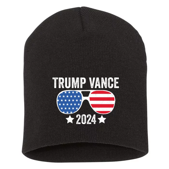 Trump Vance 2024 Retro Featuring Trump And Jd Vance Donald Trump 2024 Short Acrylic Beanie