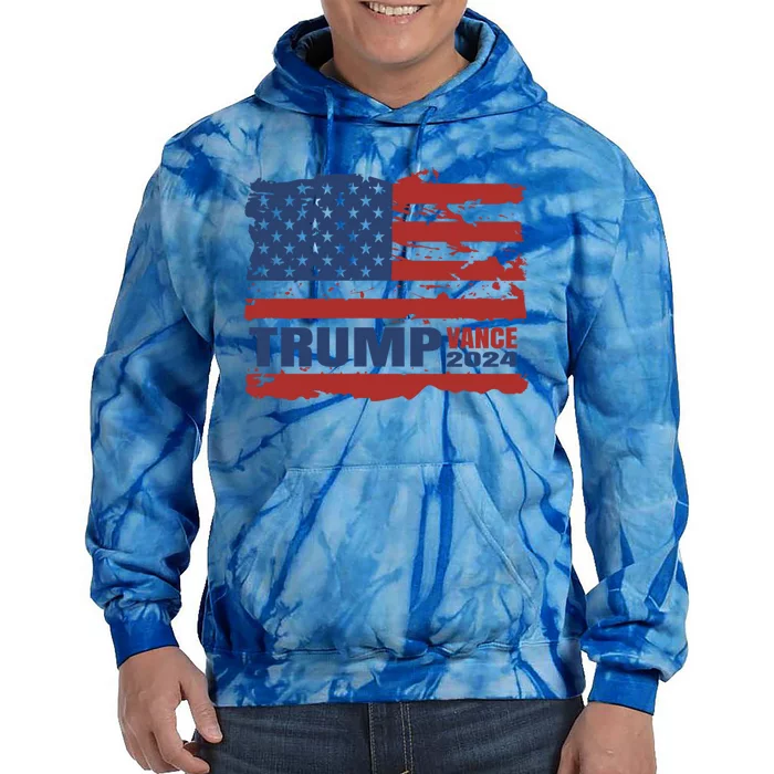 Trump Vance 2024 Presidential Campaign Us Flag Gift Tie Dye Hoodie